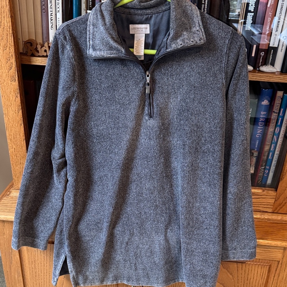 Liz Claiborne Charcoal Half-Zip Pullover Sweater